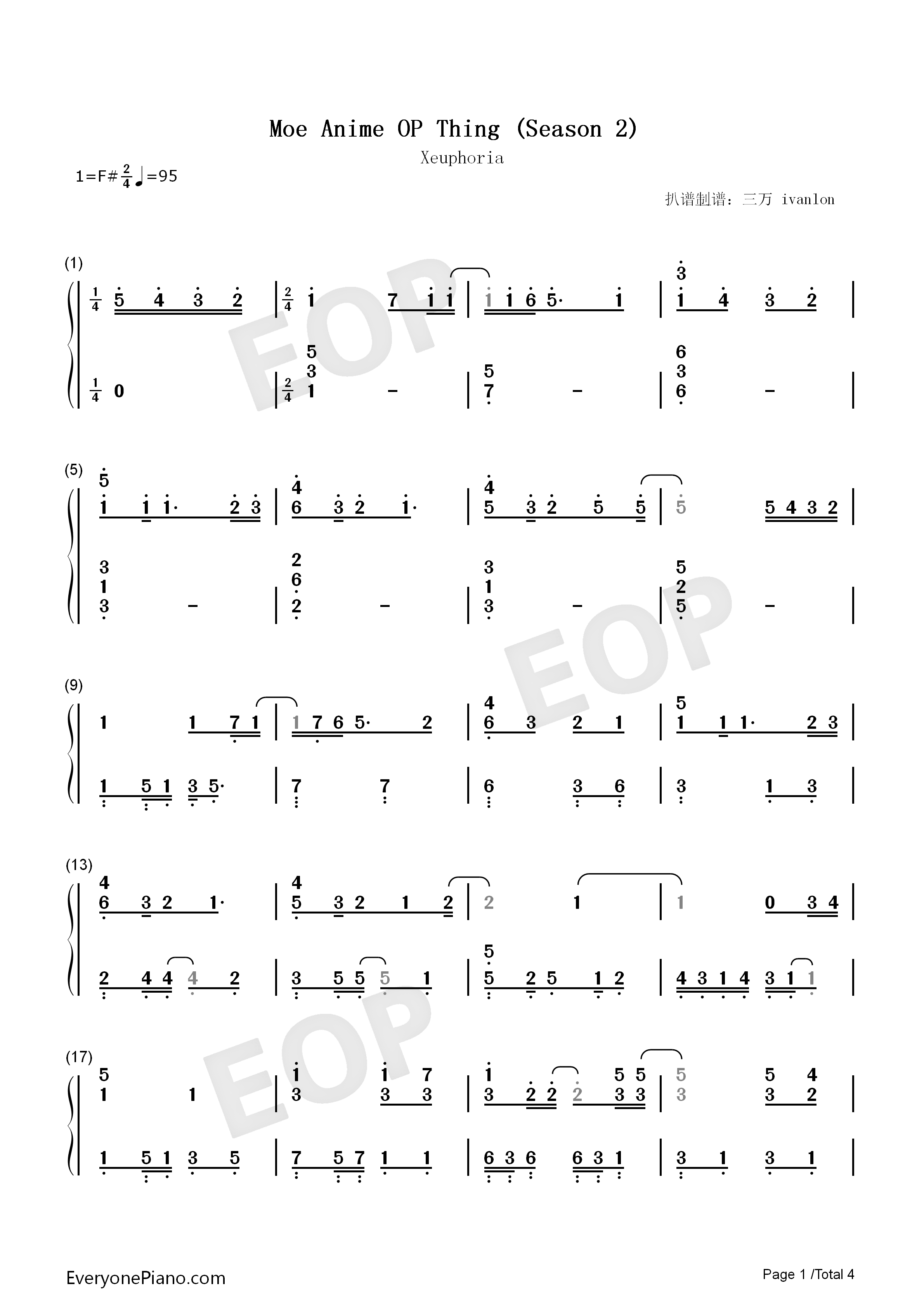Moe_Anime_OP_Thing_Season_2钢琴简谱_8三万8演唱