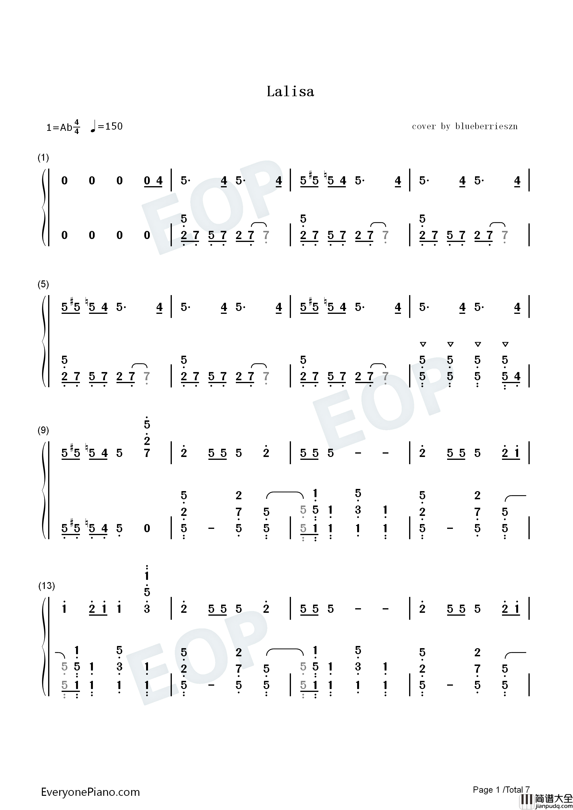 Lalisa钢琴简谱_Lisa演唱