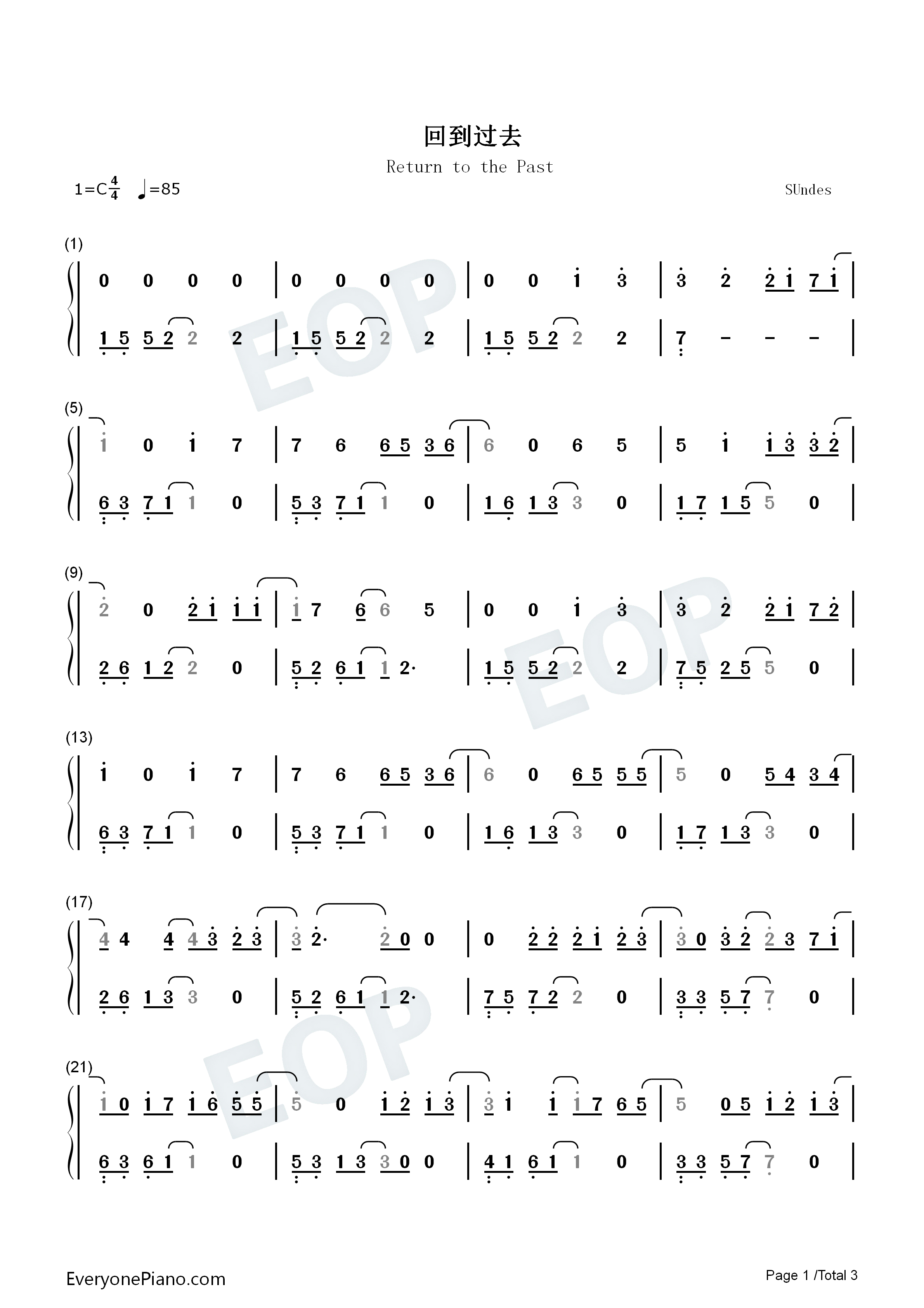 回到过去钢琴简谱_周杰伦演唱