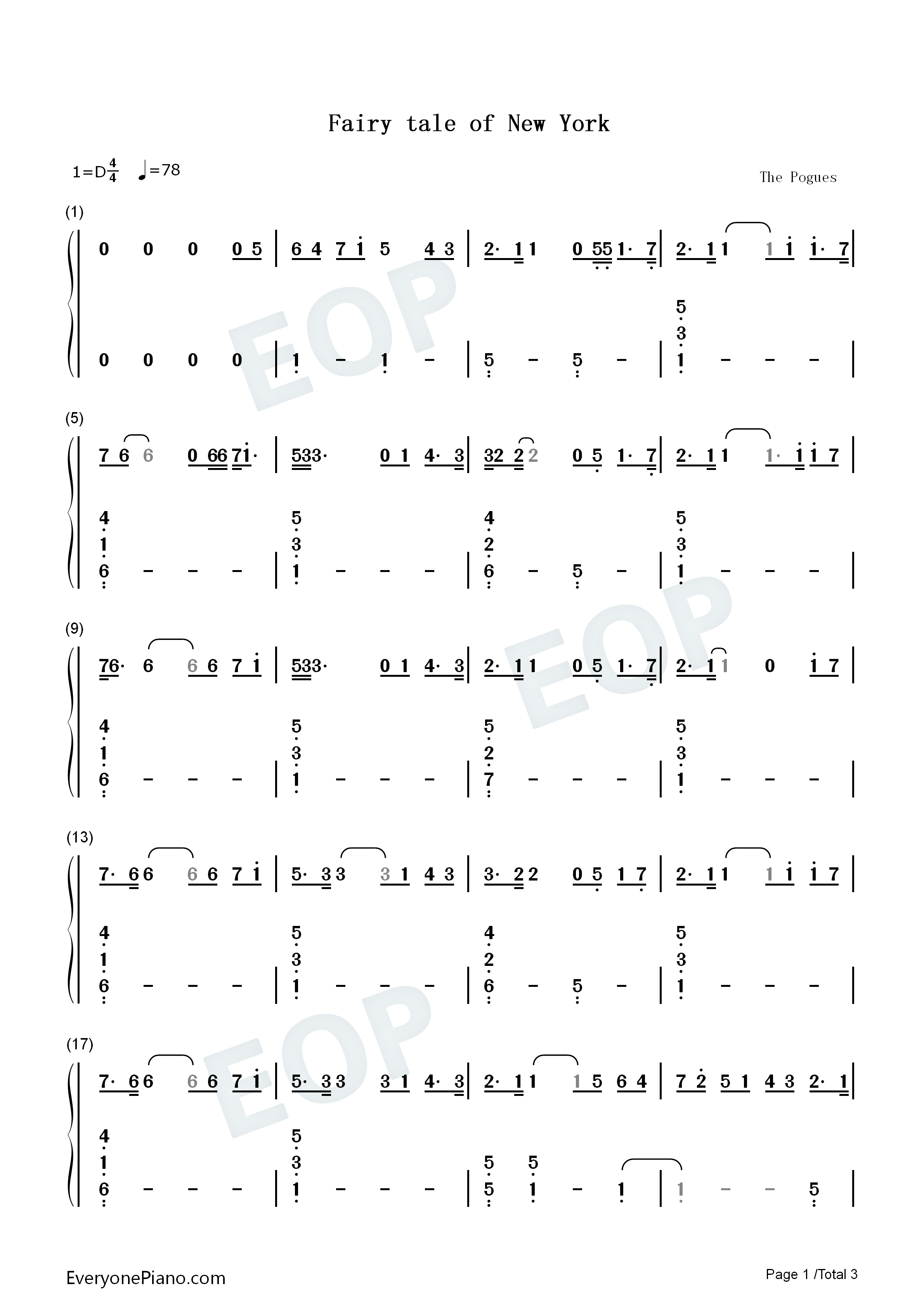 Fairytale_of_New_York钢琴简谱_The_Pogues_Kirsty_MacColl演唱