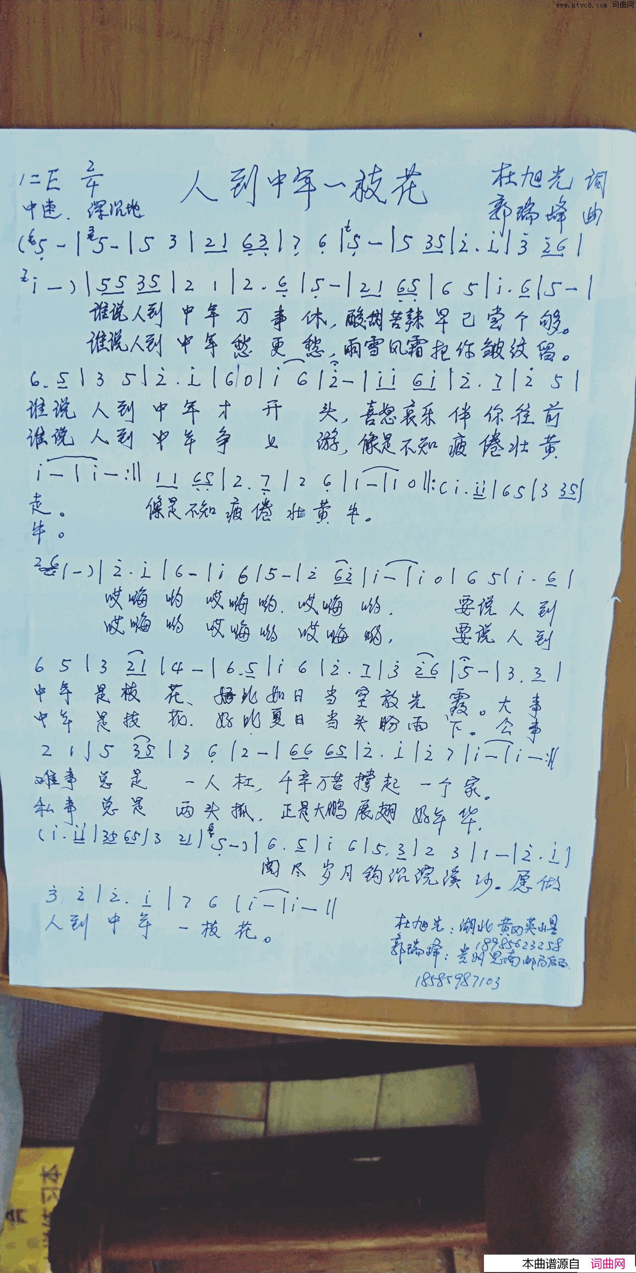 人到中年一枝花简谱