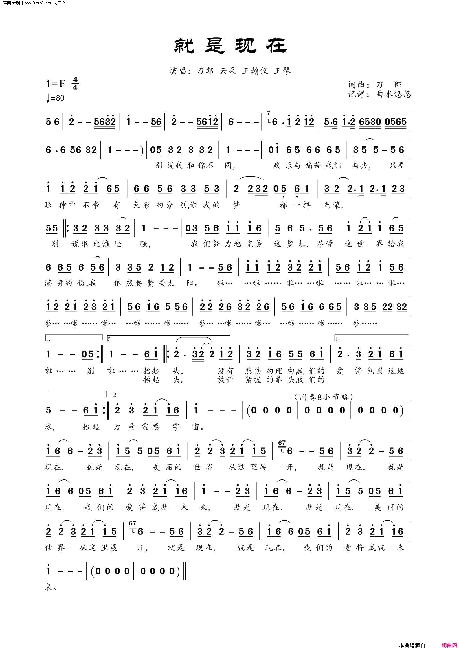 就是现在简谱_刀郎演唱_刀郎/刀郎词曲
