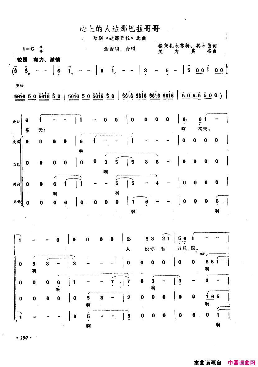 中国歌剧选曲集151_200简谱