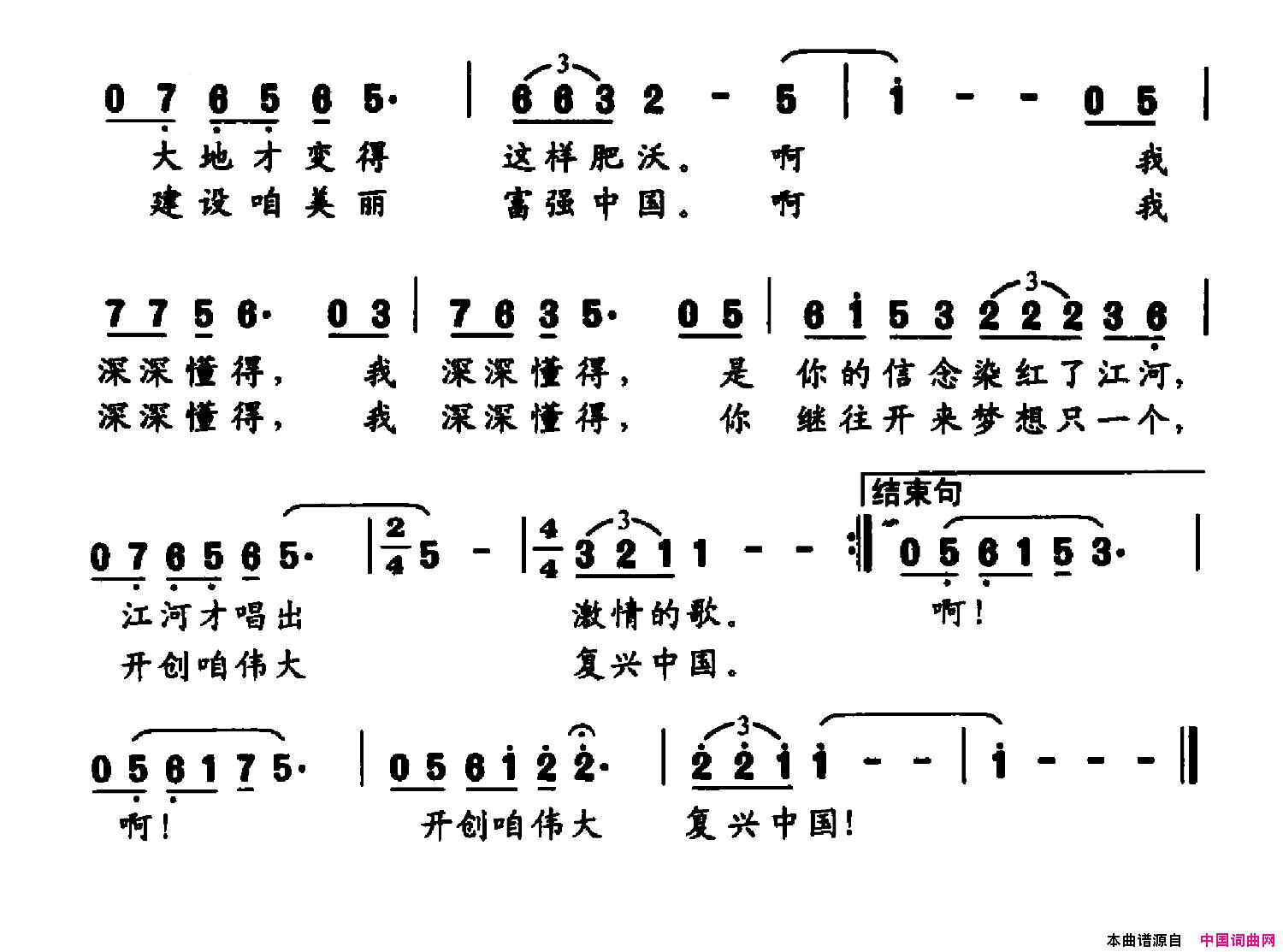 我深深懂得简谱