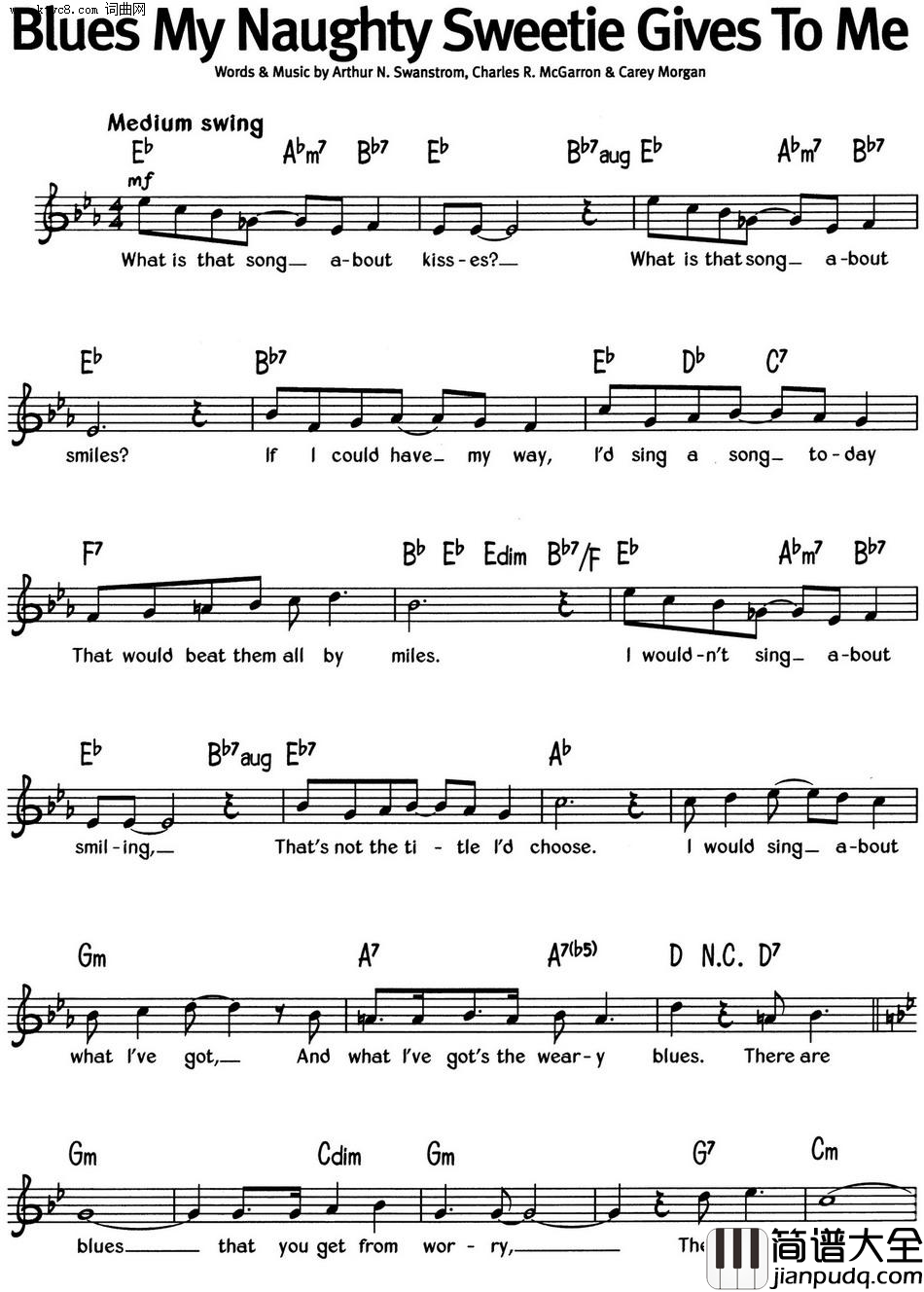 蓝调音乐:Blues_My_Naughty_Sweetie_Gives_To_Me简谱