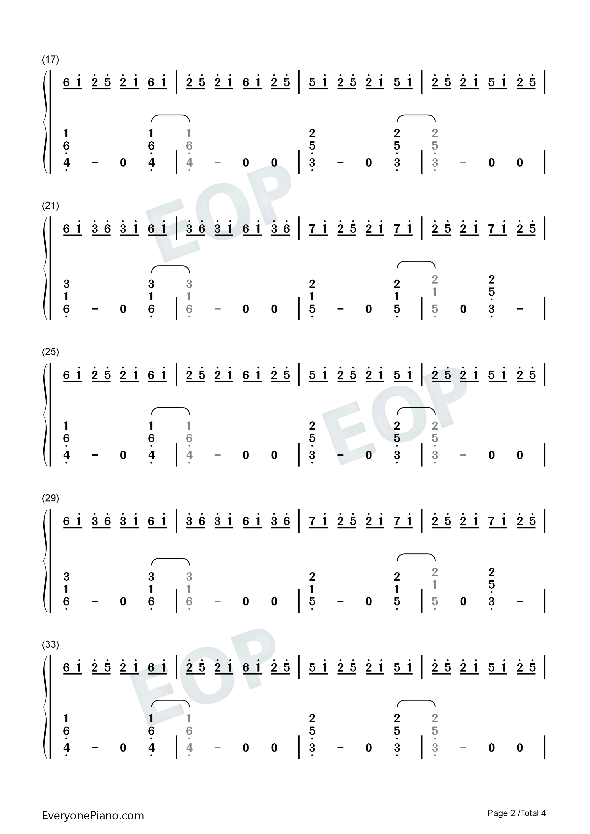 O钢琴简谱_Coldplay演唱