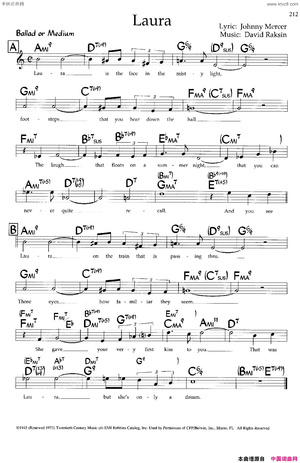 Laura带和弦五线谱简谱