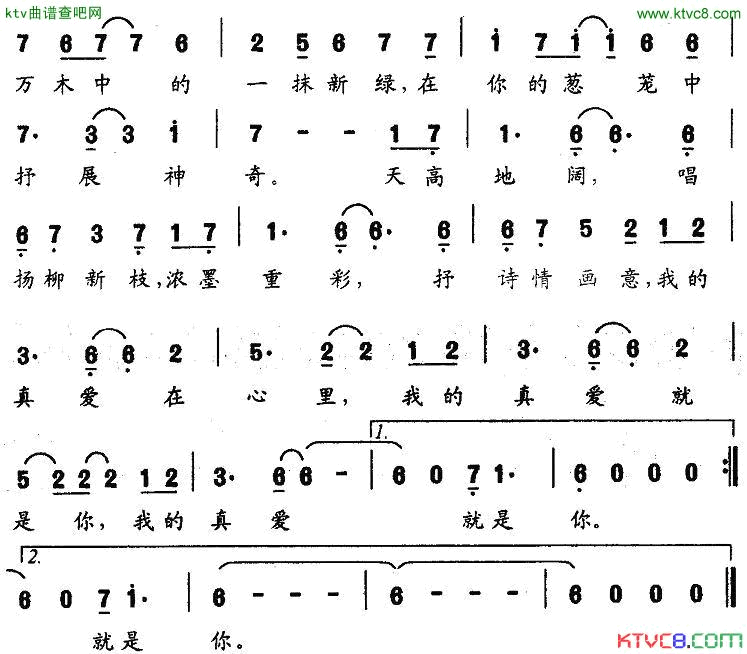 我的真爱就是你电视剧_电视台的故事_片头曲简谱_韩炜演唱