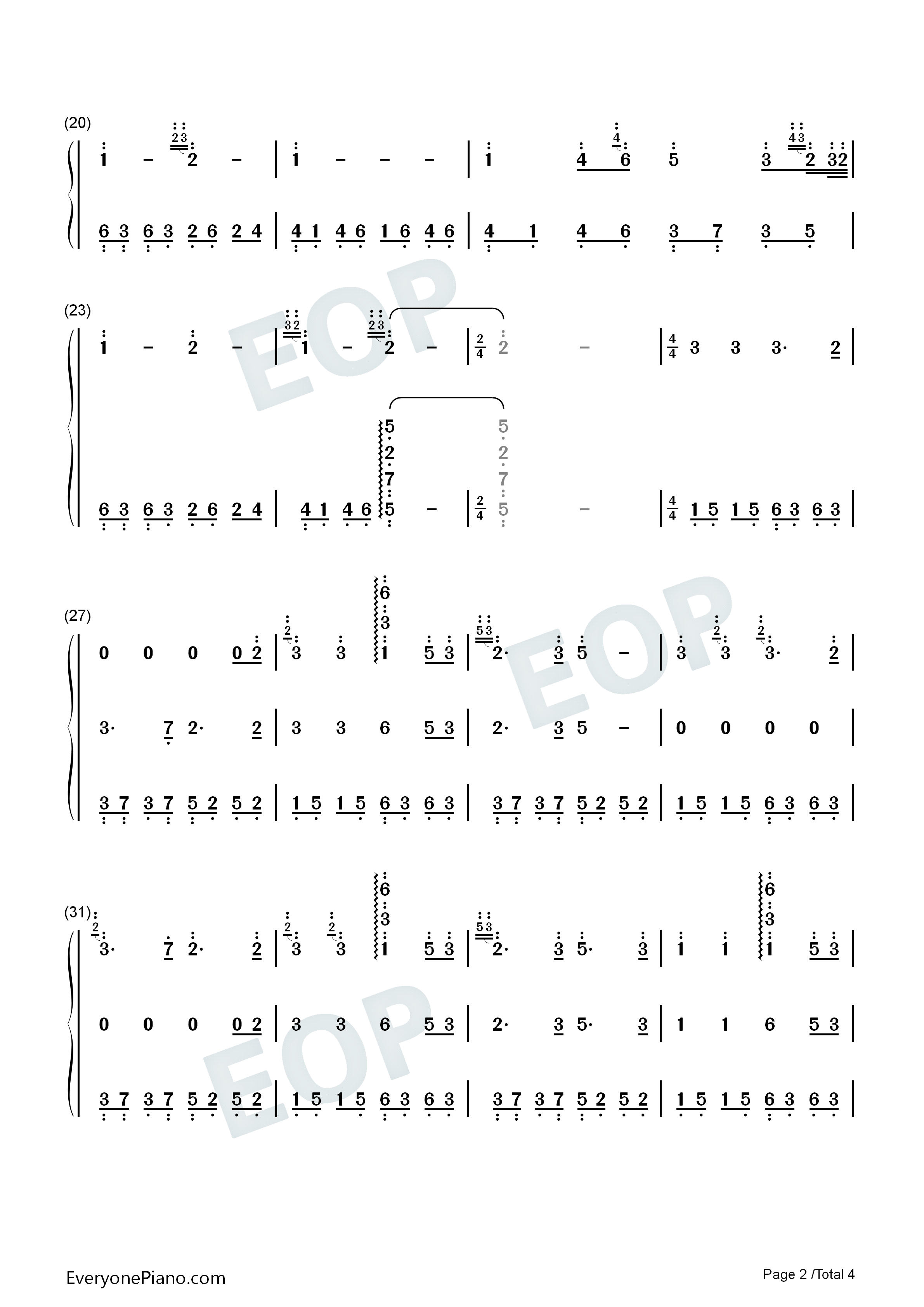 Song_For_The_Lord钢琴简谱_班得瑞_Bandari演唱