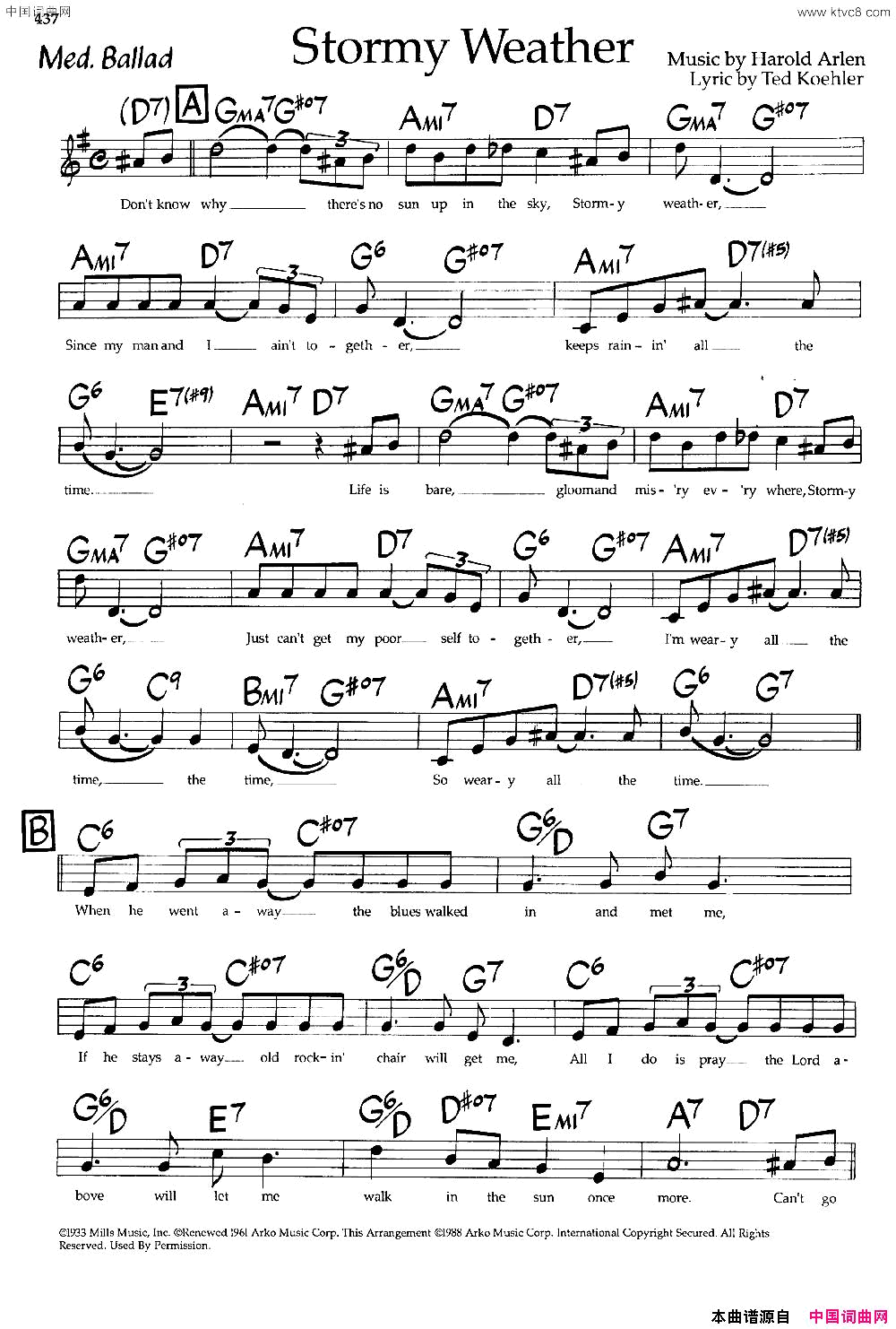 StormyWeather带和弦五线谱Stormy_Weather带和弦五线谱简谱