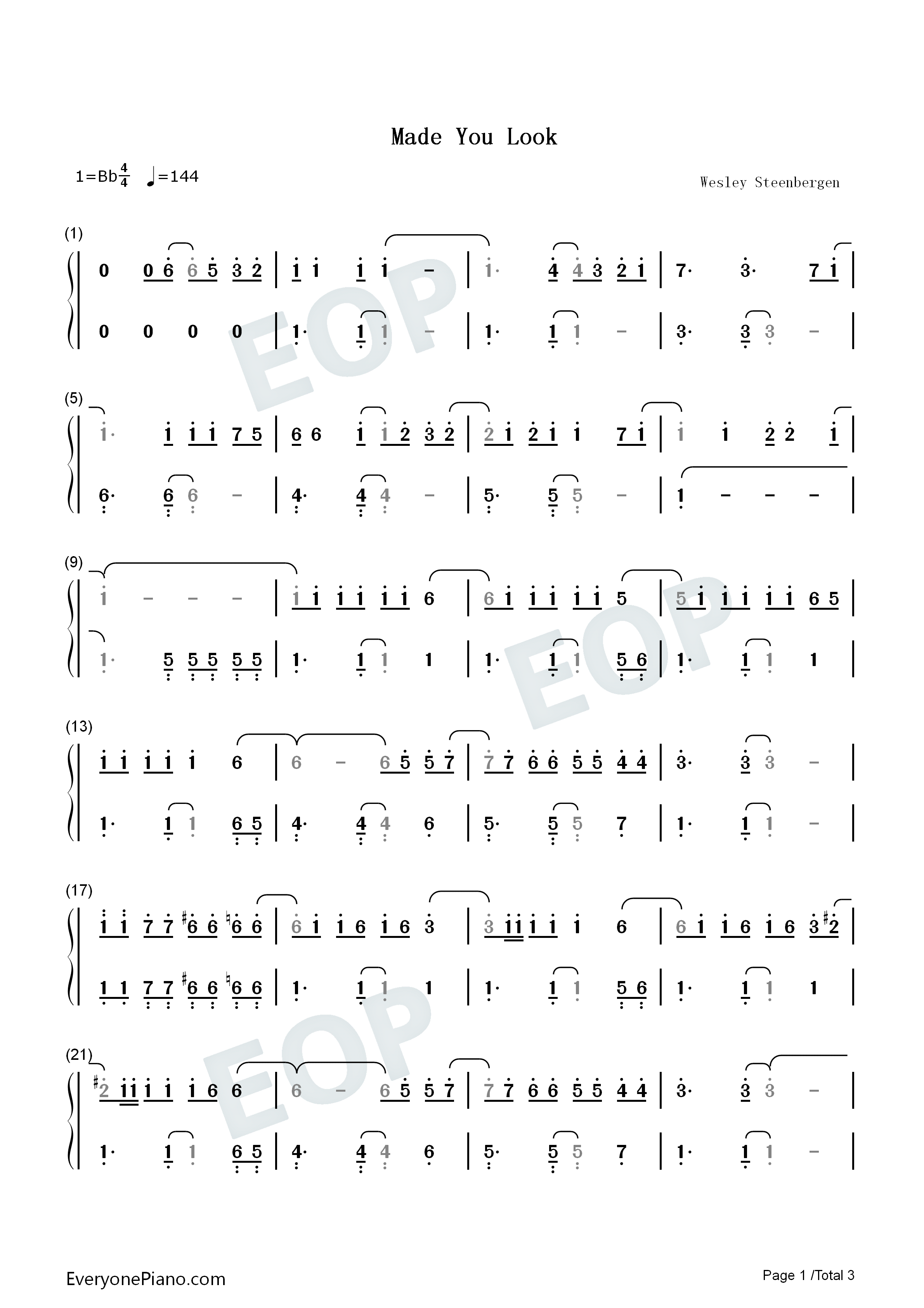 Made_You_Look钢琴简谱_Meghan_Trainor演唱