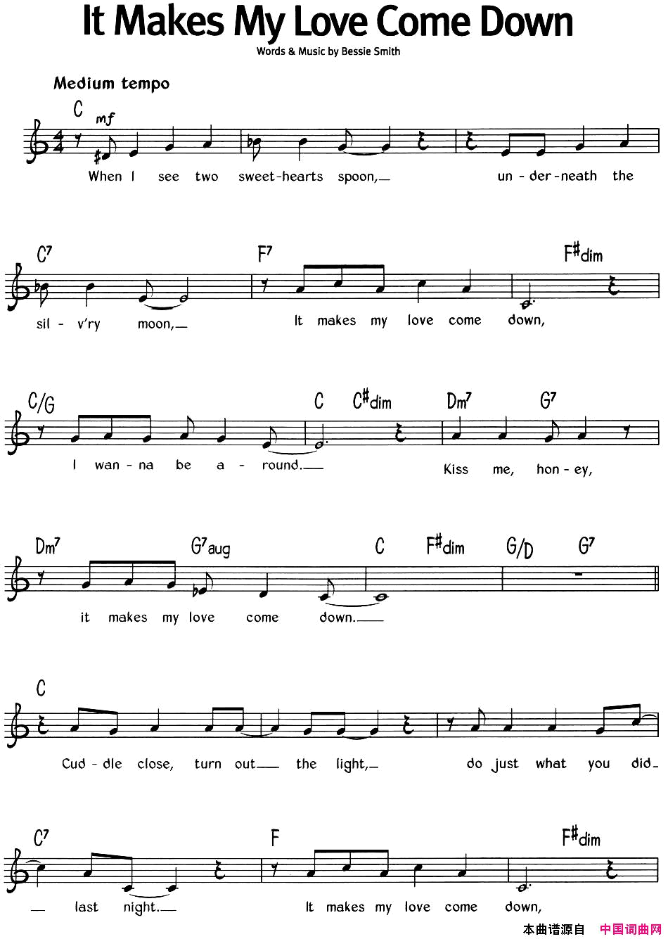 蓝调音乐：ItMakesMyLoveComeDown简谱