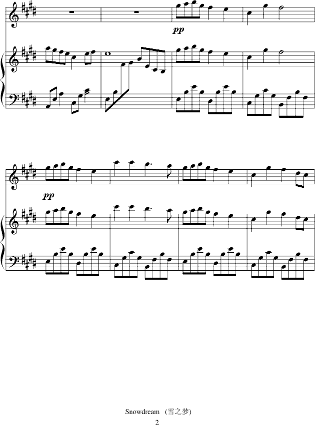 Snowdreams_雪之梦简谱_班得瑞演唱