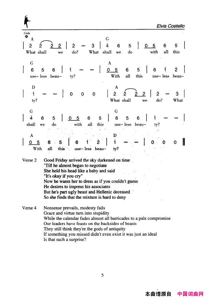 AllThisUselessBeauty全然无益的美丽All_This_Useless_Beauty全然无益的美丽简谱