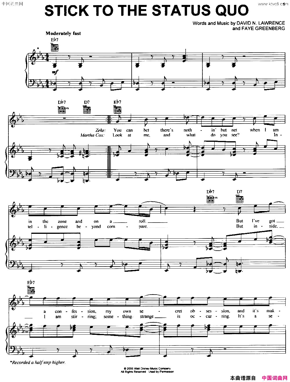 [美]StickToTheStatusQuo安于现状正谱[美]Stick_To_The_Status_Quo安于现状正谱简谱