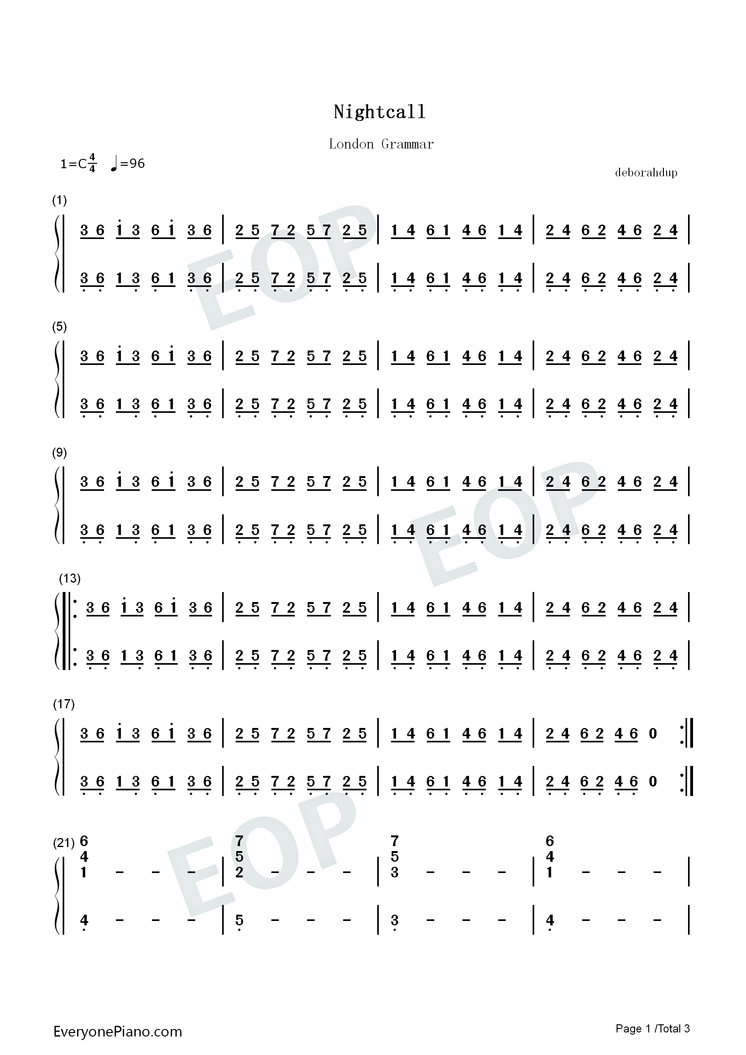 Nightcall钢琴简谱_London_Grammar演唱
