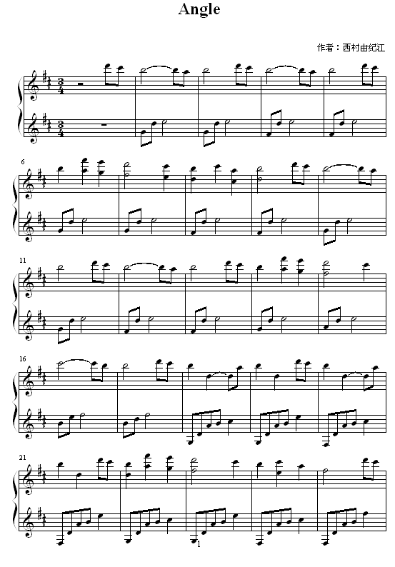 Angle简谱