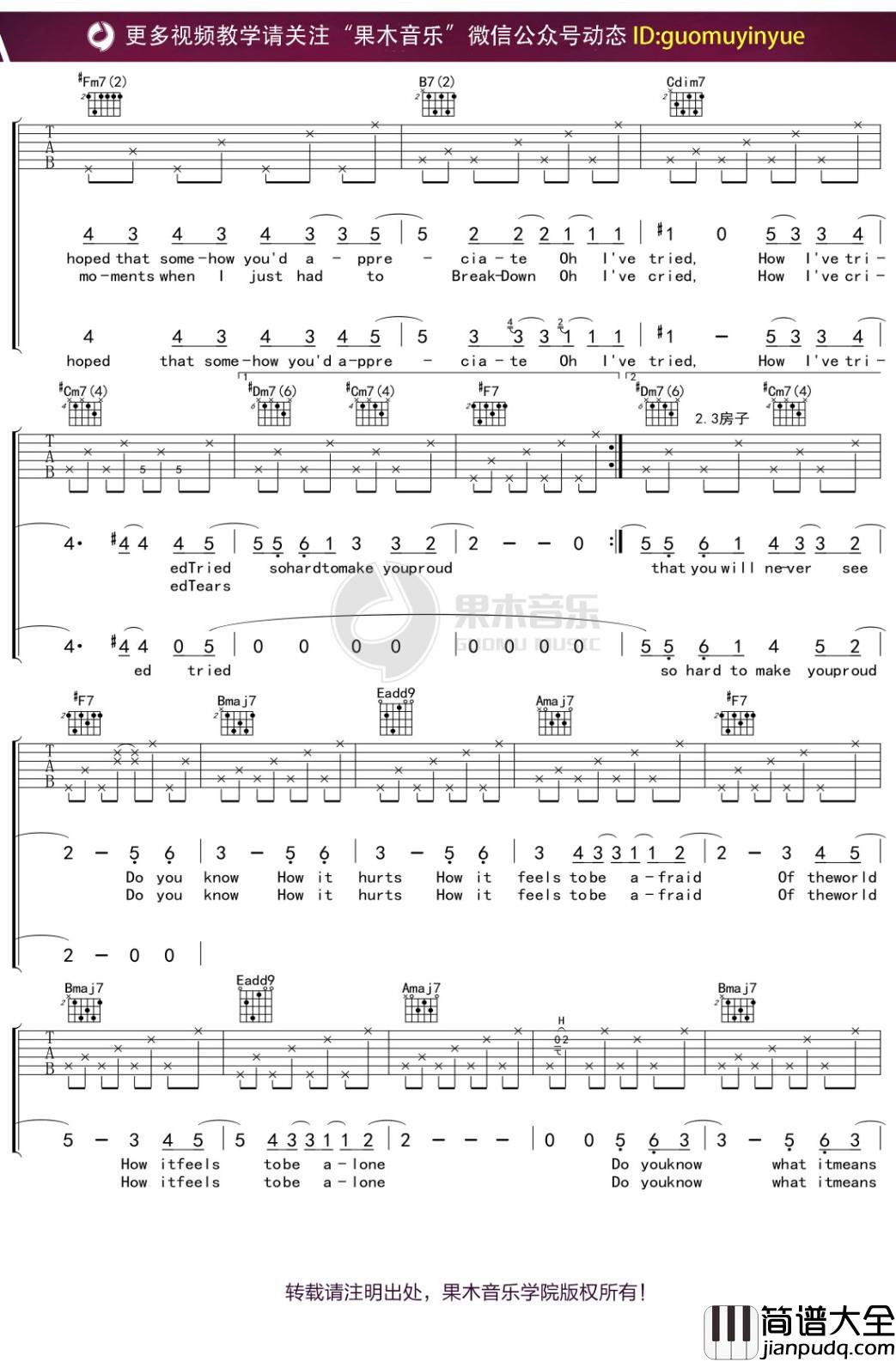 蔡健雅_All_I_Needed_吉他谱_B调弹唱六线谱