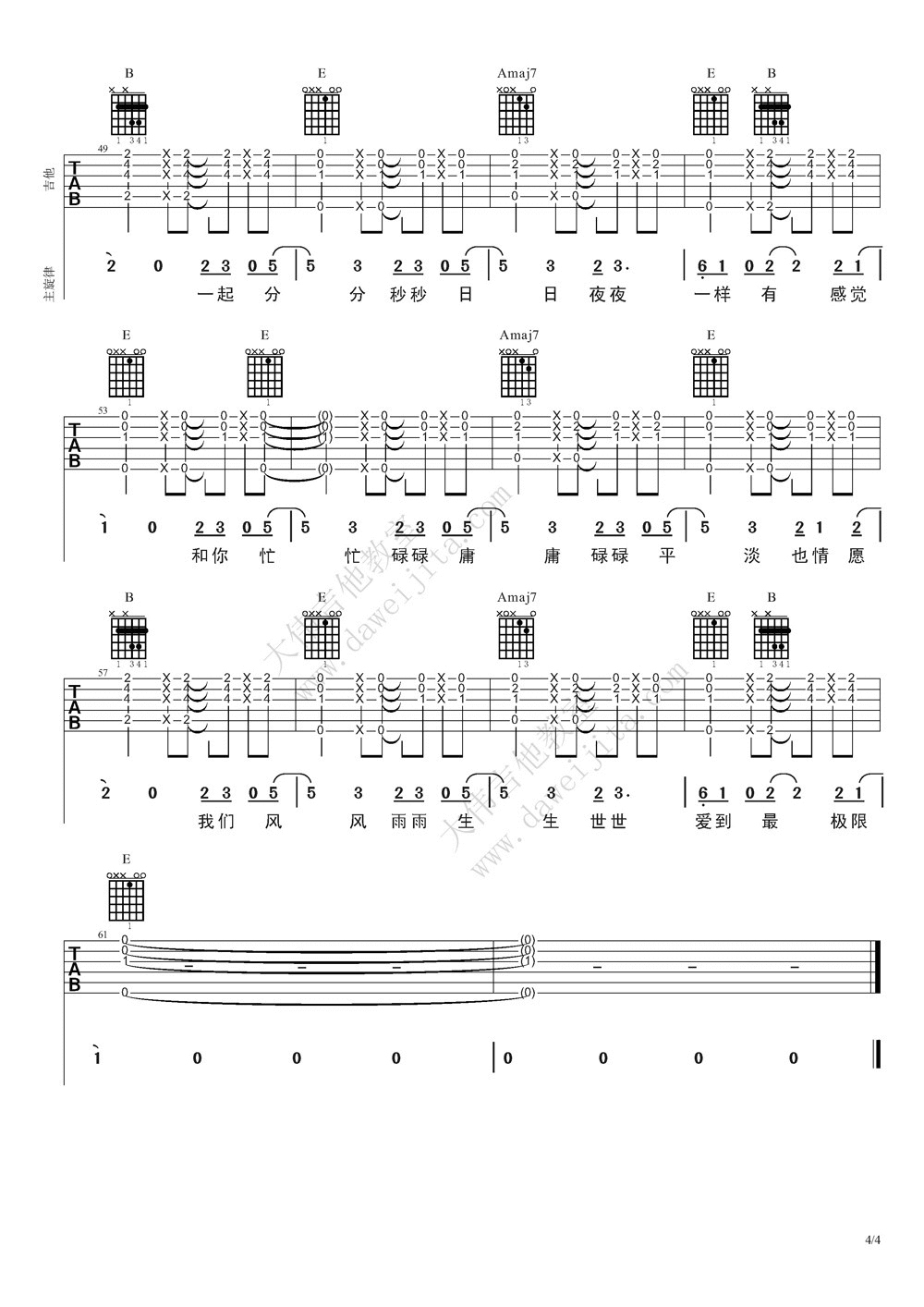 穷浪漫吉他谱_F调精选版_杨坤