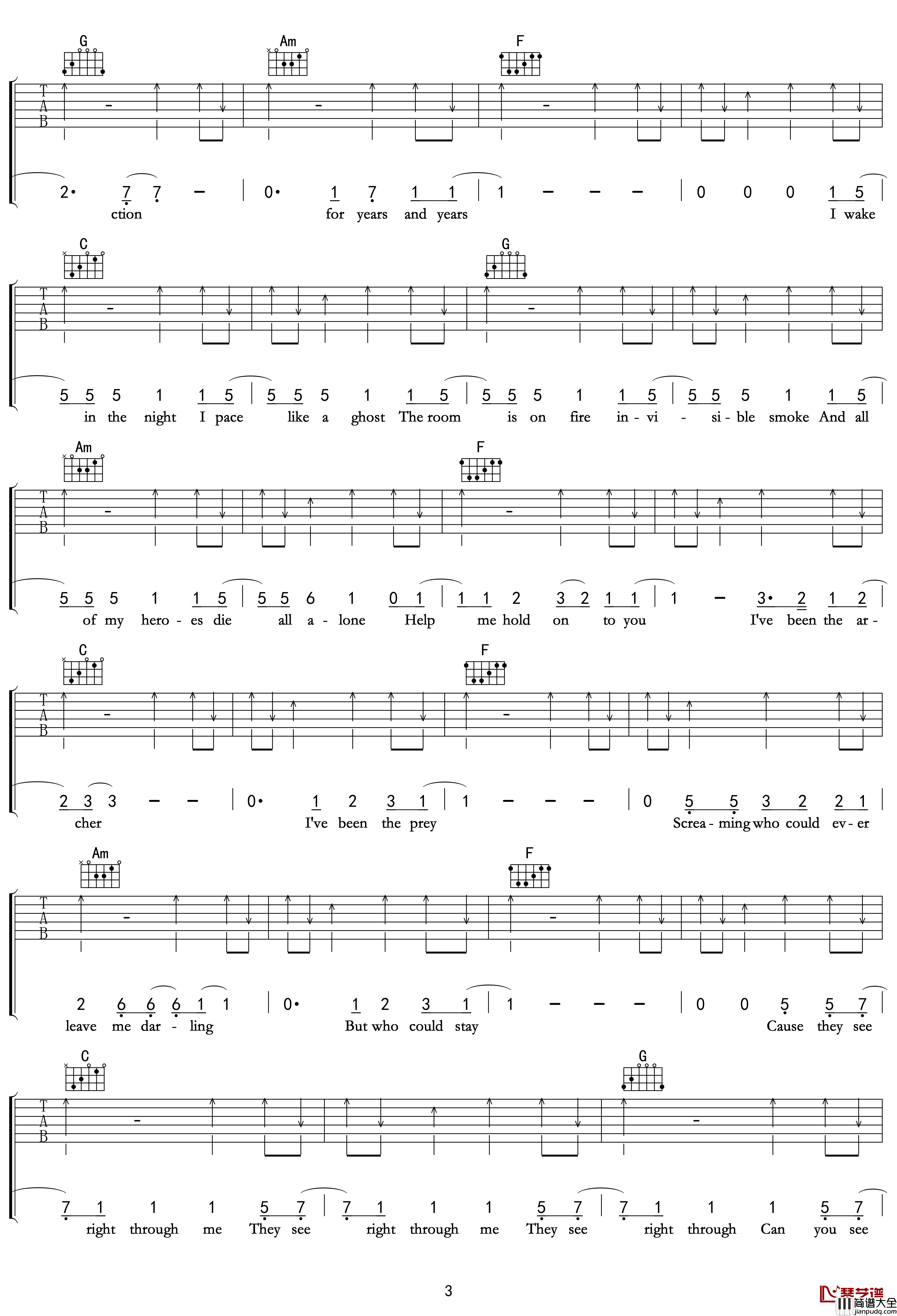 The_Archer吉他谱_C调_Taylor_Swift最新单曲【附示范音频】