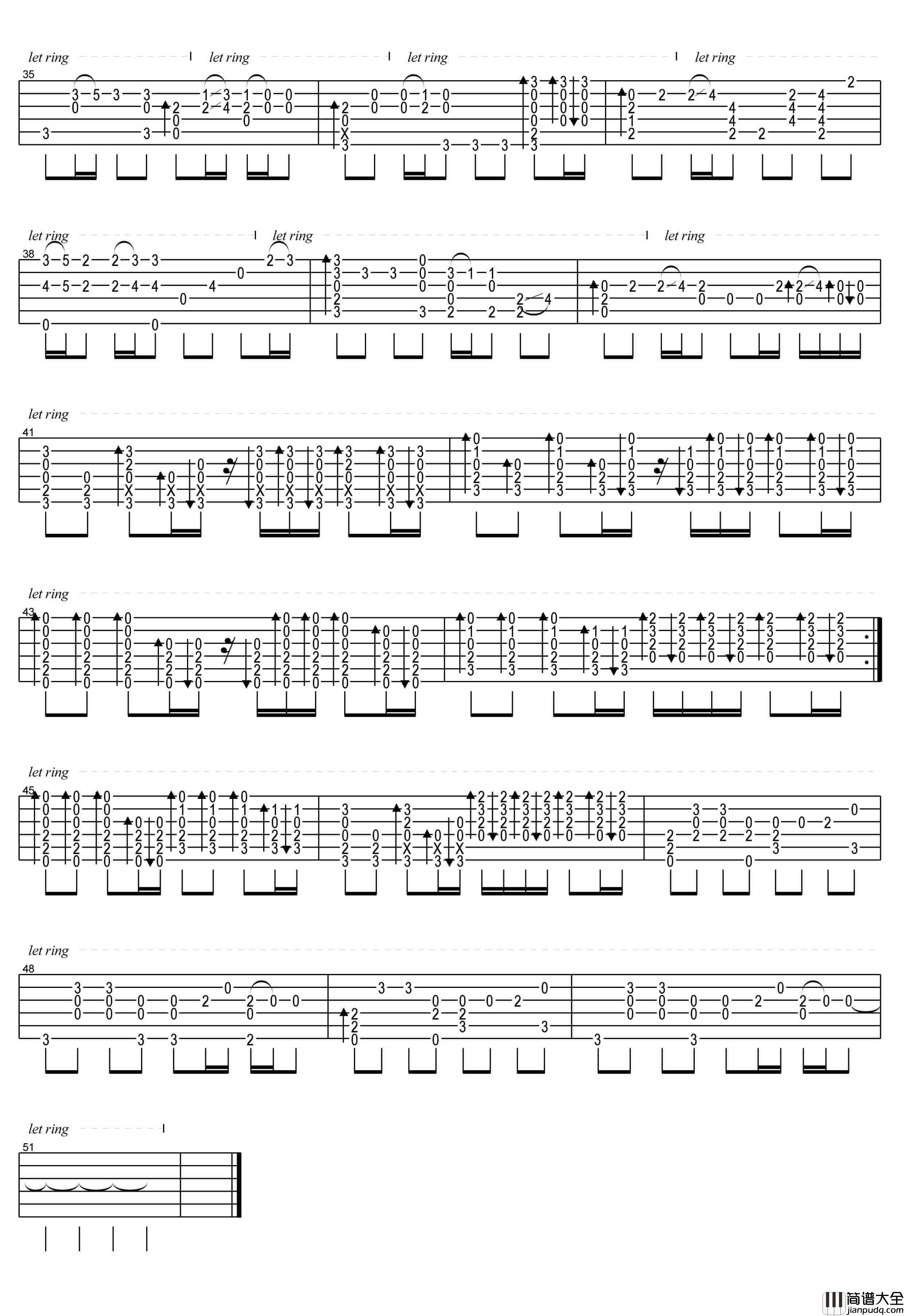 晴天指弹谱_卢家宏版_周杰伦