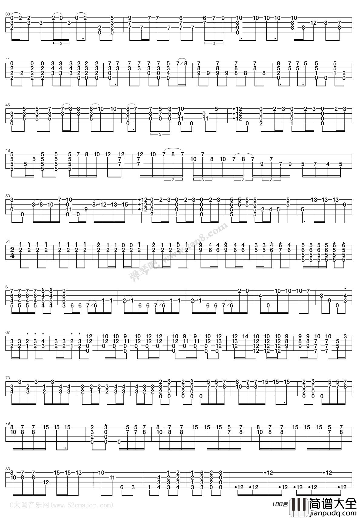 Bohemian_Rhapsody波西米亚狂想曲指弹谱_波西米亚狂想曲吉他独奏谱