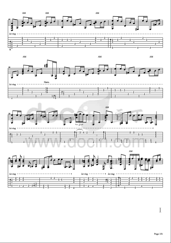 花水木吉他指弹谱_D调六线谱_松井佑贵