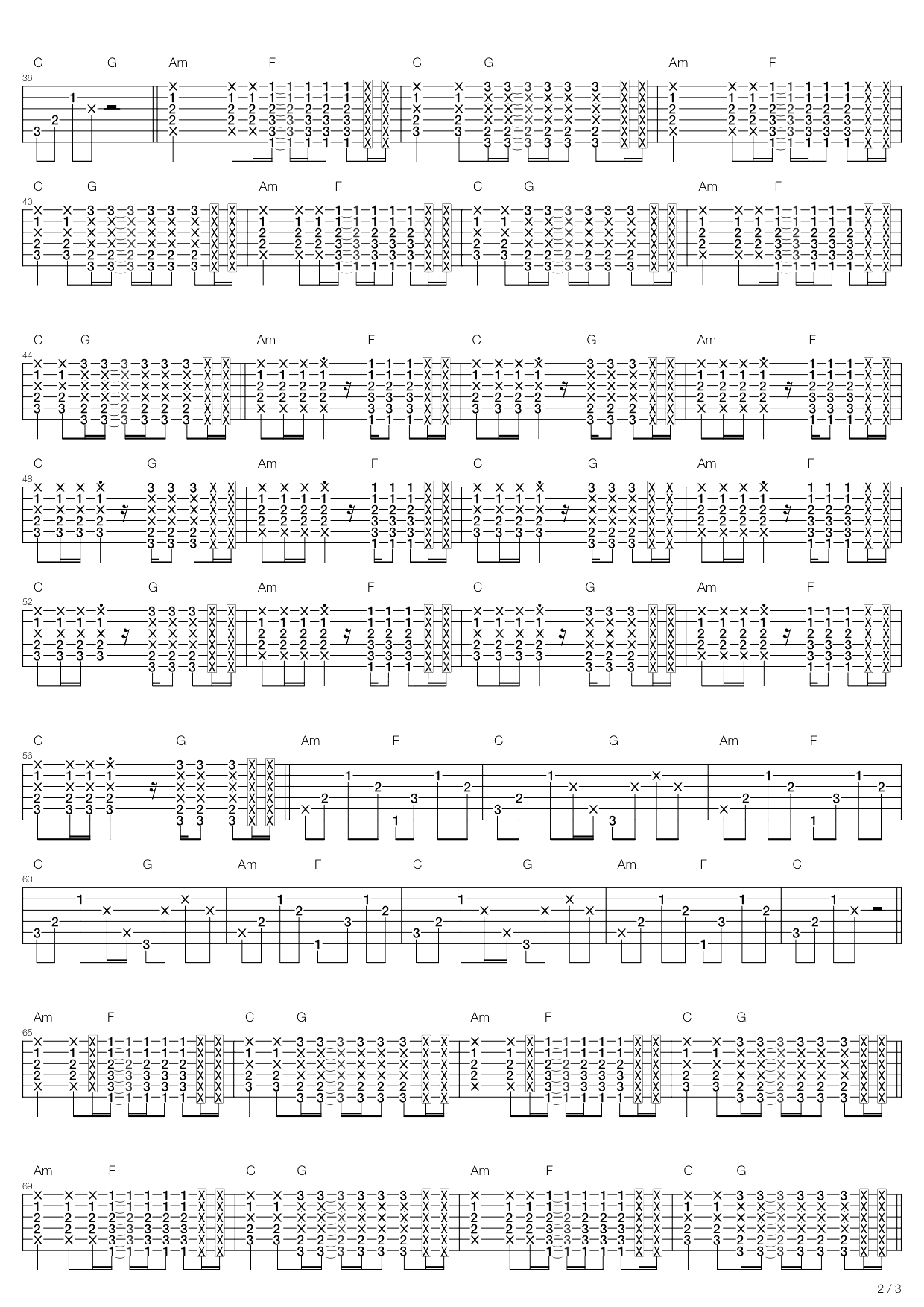 whistle指弹谱_C调六线谱_高清版_Flo_Rida