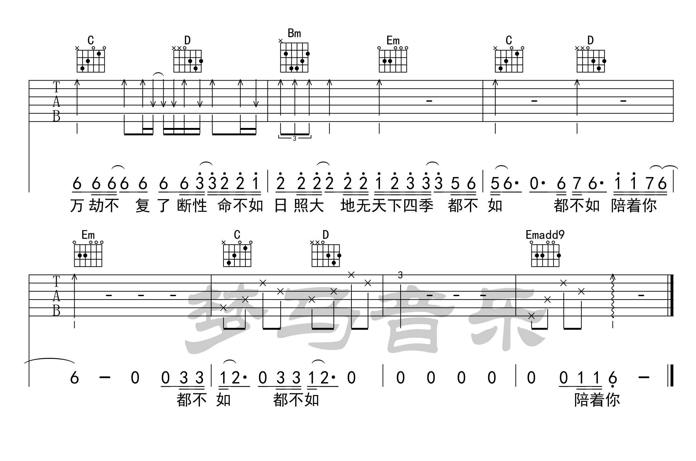 妓和不如吉他谱_隔壁老樊_G调弹唱谱_吉他演示视频