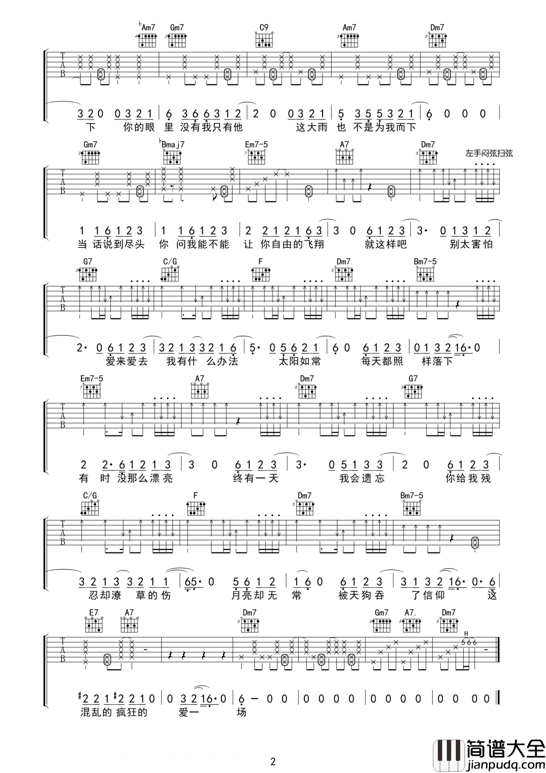 月食吉他谱_就是哈比__月食_弹唱六线谱