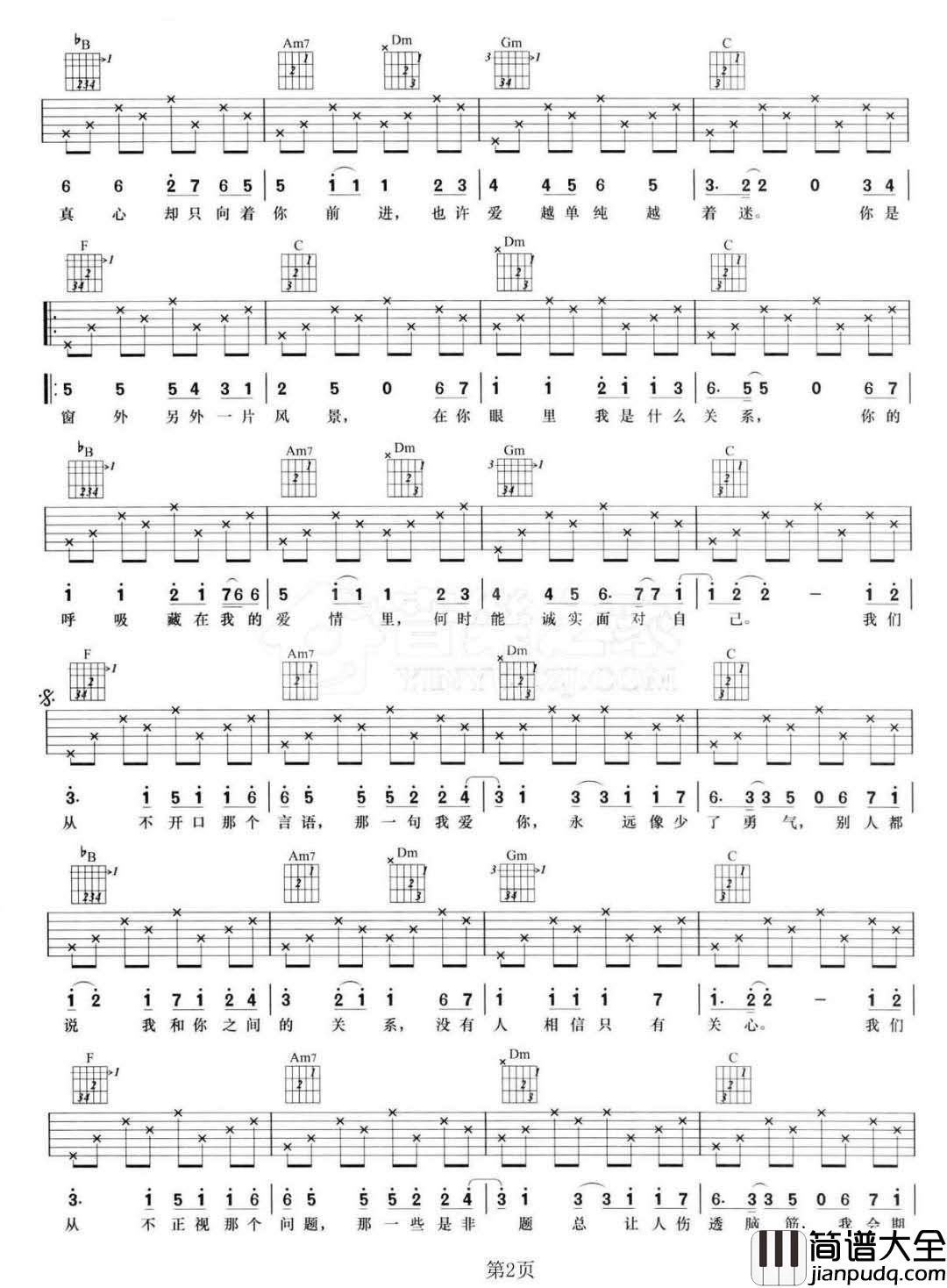 是非题吉他谱_范玮琪__是非题_F调弹唱六线谱