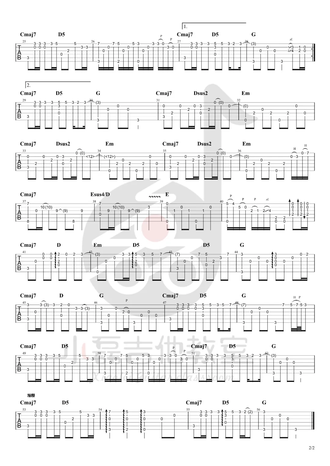 _海阔天空_指弹吉他谱_Beyond_吉他独奏谱_吉他指弹谱