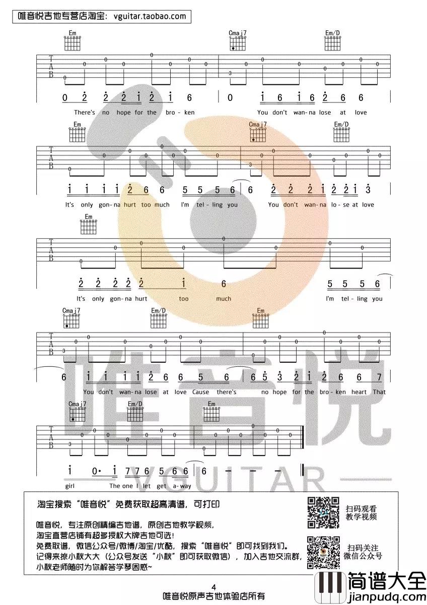 that_girl吉他谱_G调六线谱_唯音悦编配_Olly_Murs