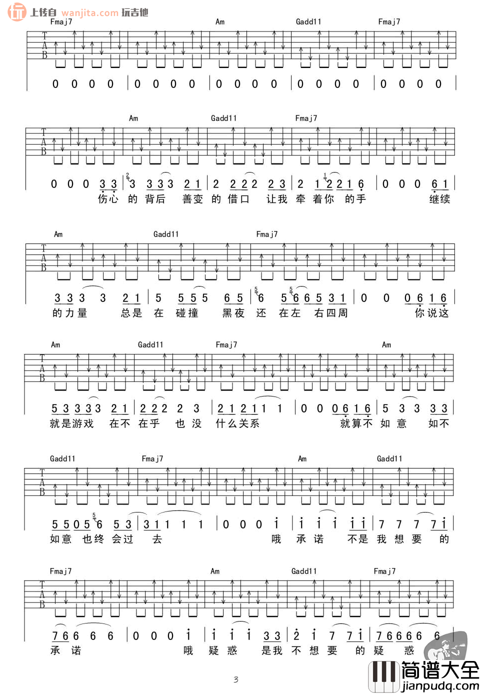 《不要停止我的音乐》吉他谱_C调原版弹唱谱_高清六线谱_痛仰乐队 _不要停止我的音乐_吉他谱_C调原版弹唱谱_高清六线谱_痛仰乐队