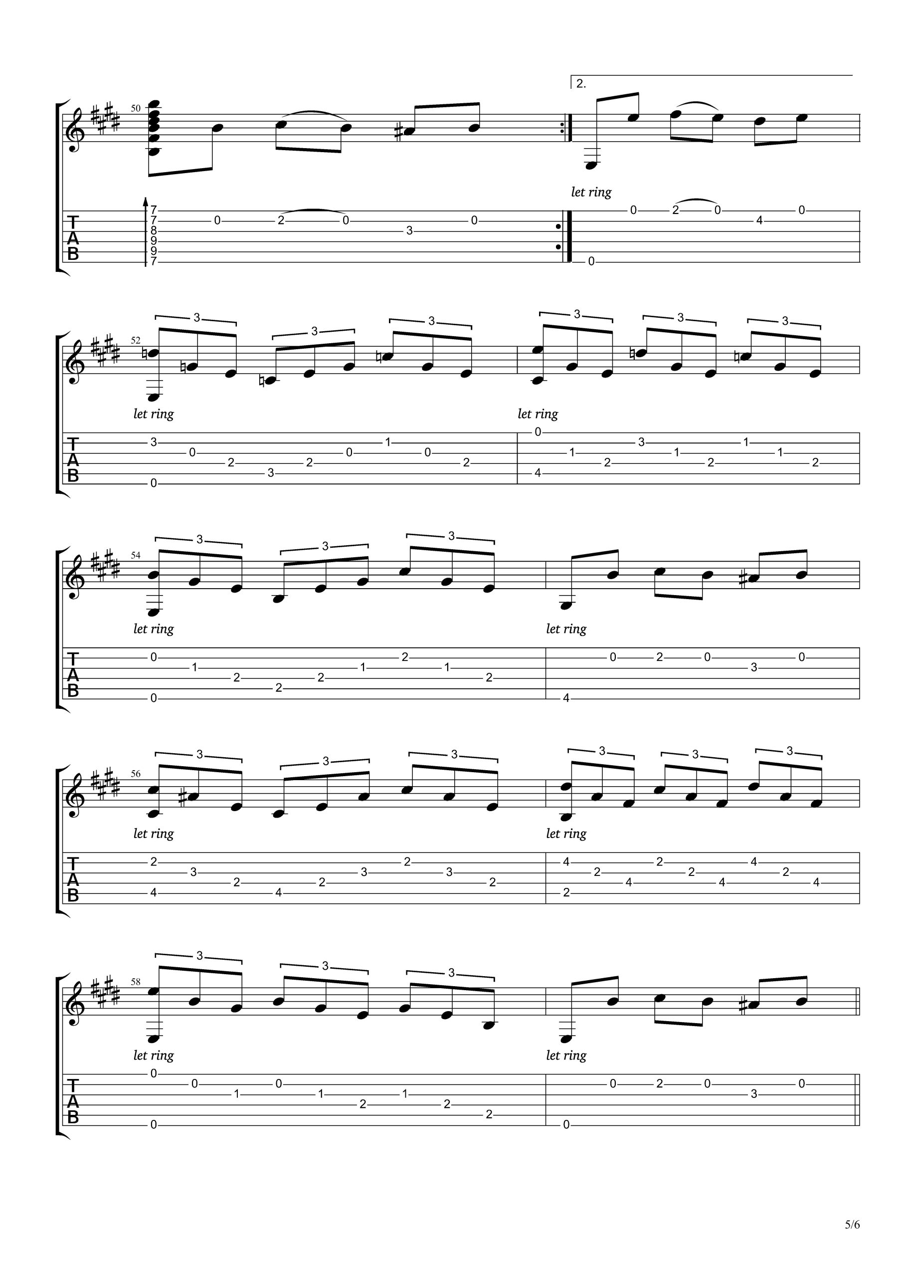 巴西华尔兹指弹谱_独奏六线谱_古典吉他指弹曲目