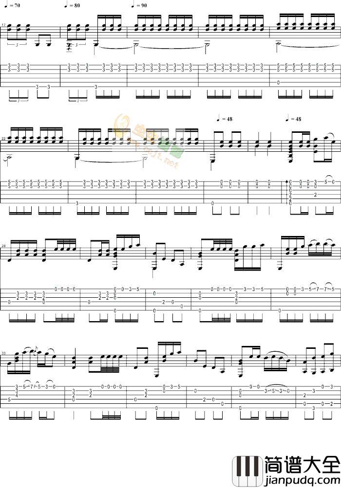 春江花月夜|浔阳夜月(修改)_版|吉他谱|图片谱|高清|殷彪