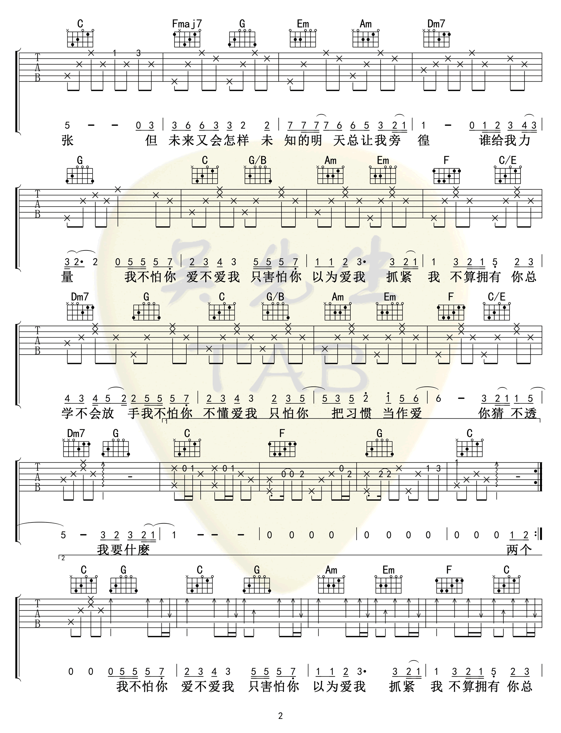 容祖儿_这就是爱吗_吉他谱