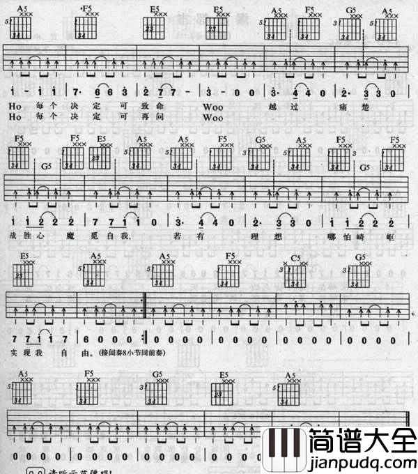 战胜心魔_|认证谱|吉他谱|图片谱|高清|BEYOND