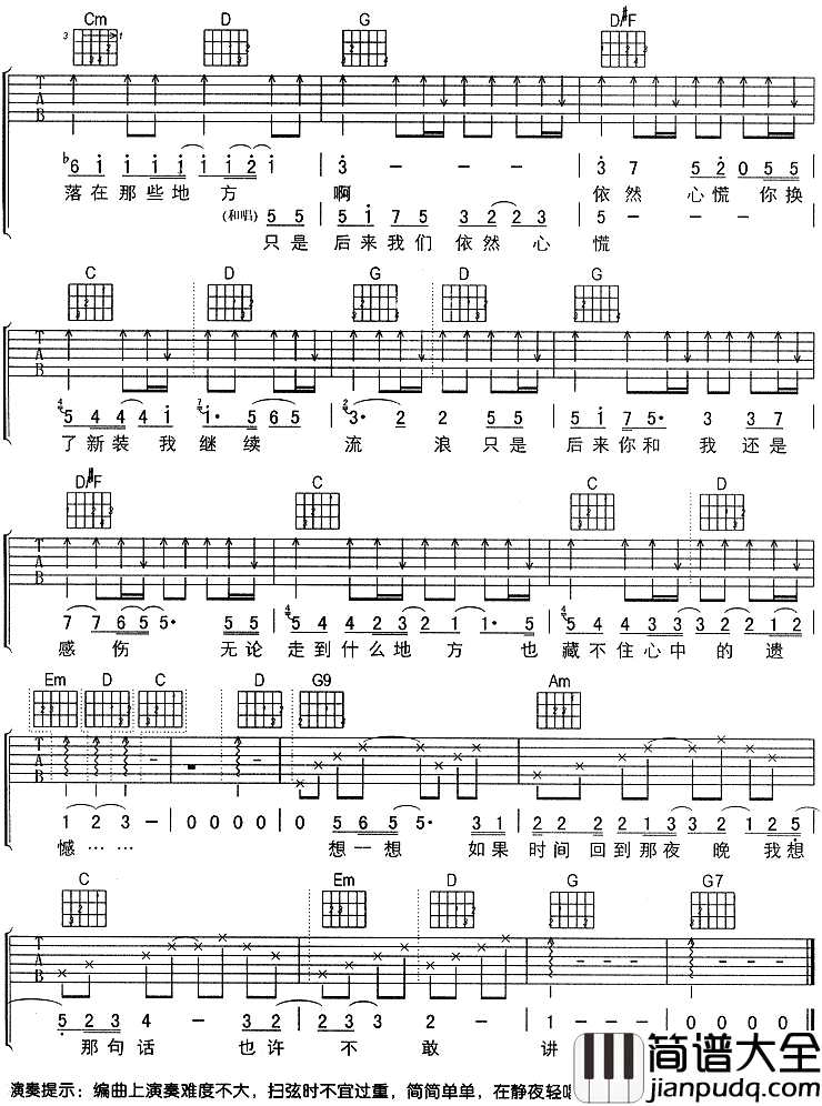 开始那句话|吉他谱|图片谱|高清|刘若英