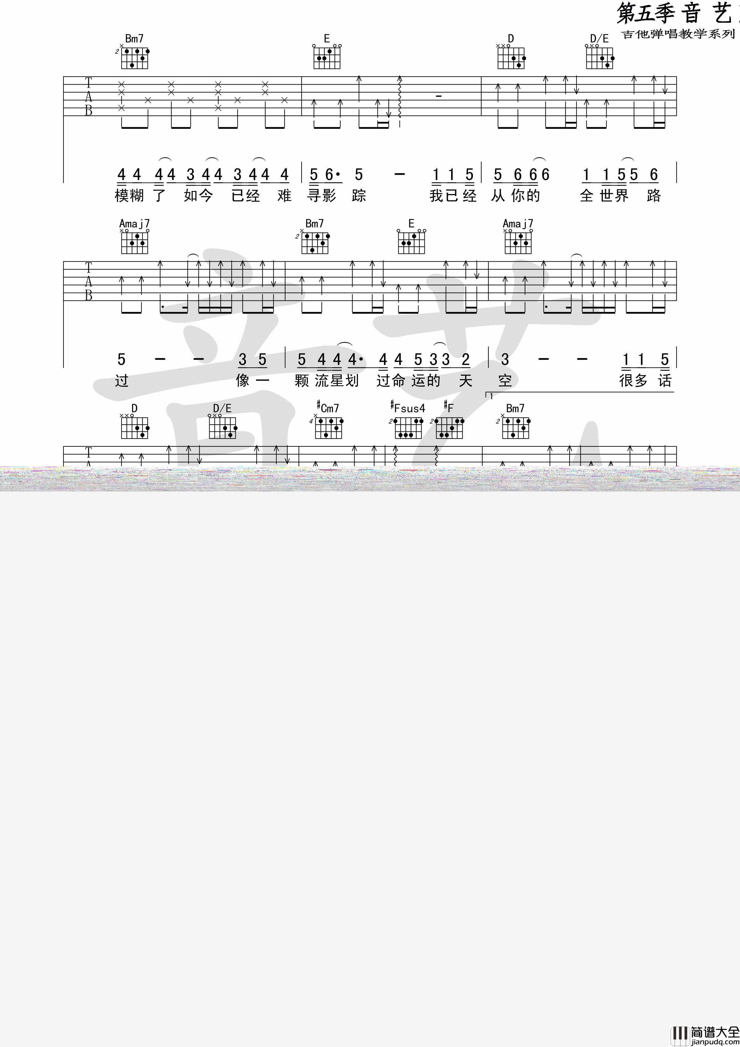 从你的全世界路过_原版吉他谱|吉他谱|图片谱|高清|牛奶咖啡
