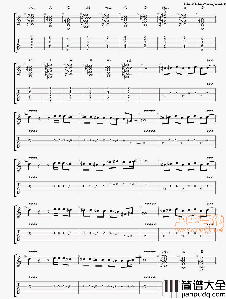 一瞬间吉他谱|||丽江小倩|吉他谱|图片谱|高清|丽江小倩