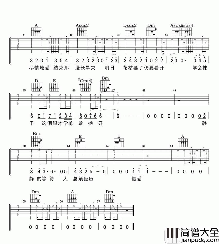 死去活来_关楚耀_完整版_吉他谱_王绎龙_吉他图片谱_高清