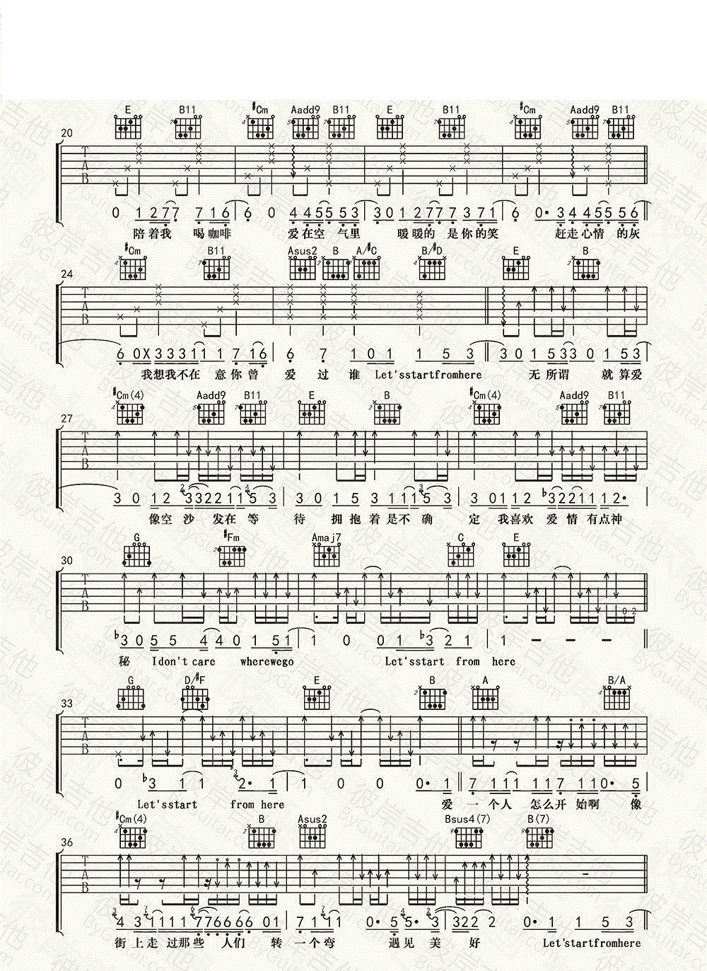 迷宫_王若琳_图片谱标准版_吉他谱_是二智呀_吉他图片谱_高清