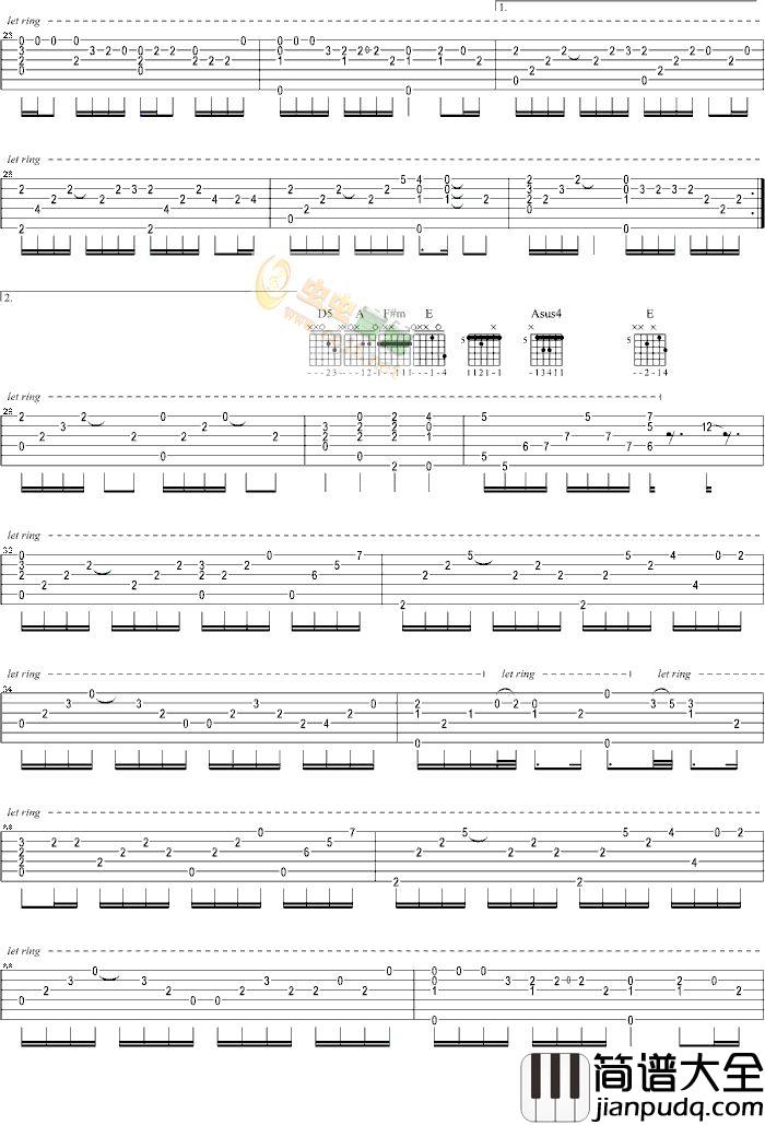 我不配|独奏|吉他谱|图片谱|高清|流行曲独奏