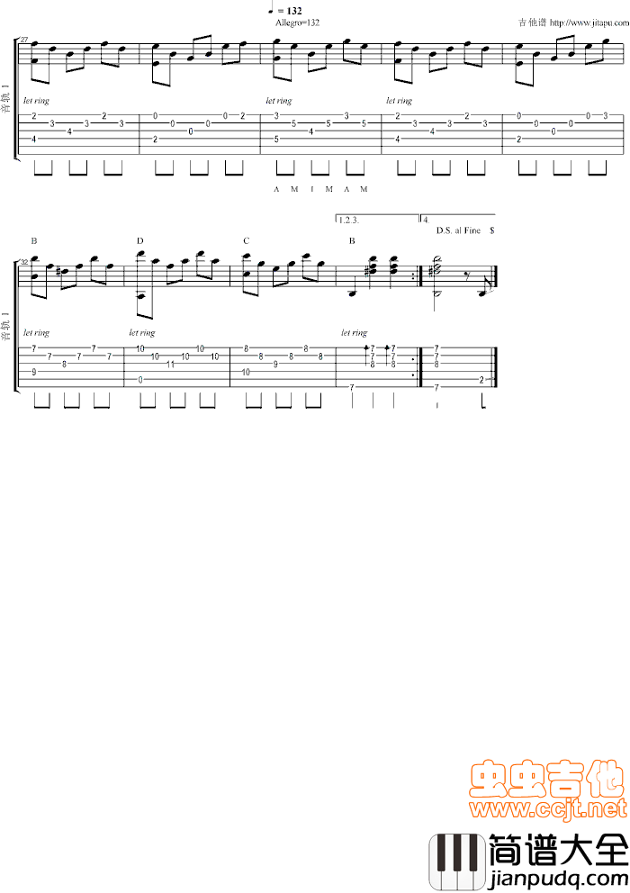 悲伤的礼拜堂|吉他谱|图片谱|高清|世界名曲