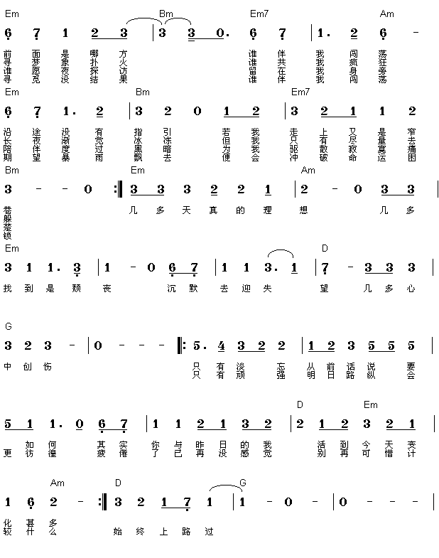 谁伴我闯荡|吉他谱|图片谱|高清|BEYOND