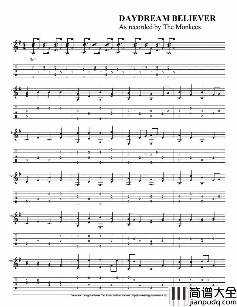 Believer指弹吉他谱_Eddie_吉他独奏六线谱_吉他指弹谱