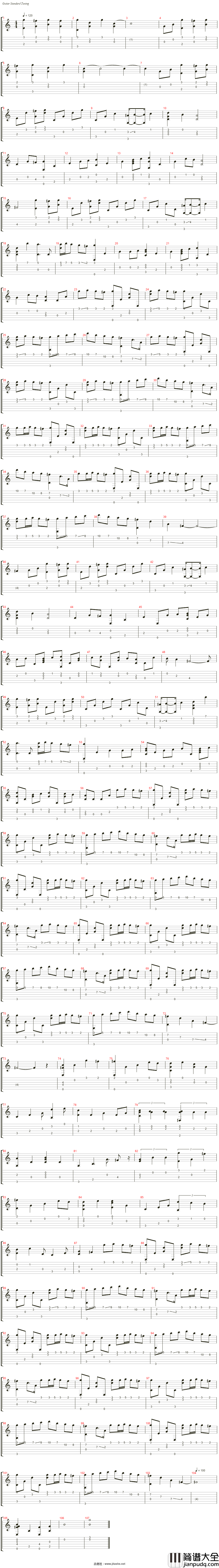 River_Flows_In_You指弹谱_Yiruma_独奏六线谱_吉他指弹谱