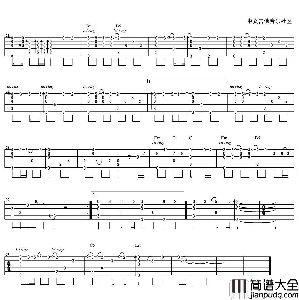 美丽的神话指弹谱_韩红_指弹版_吉他谱_潇潇指弹_吉他图片谱_高清