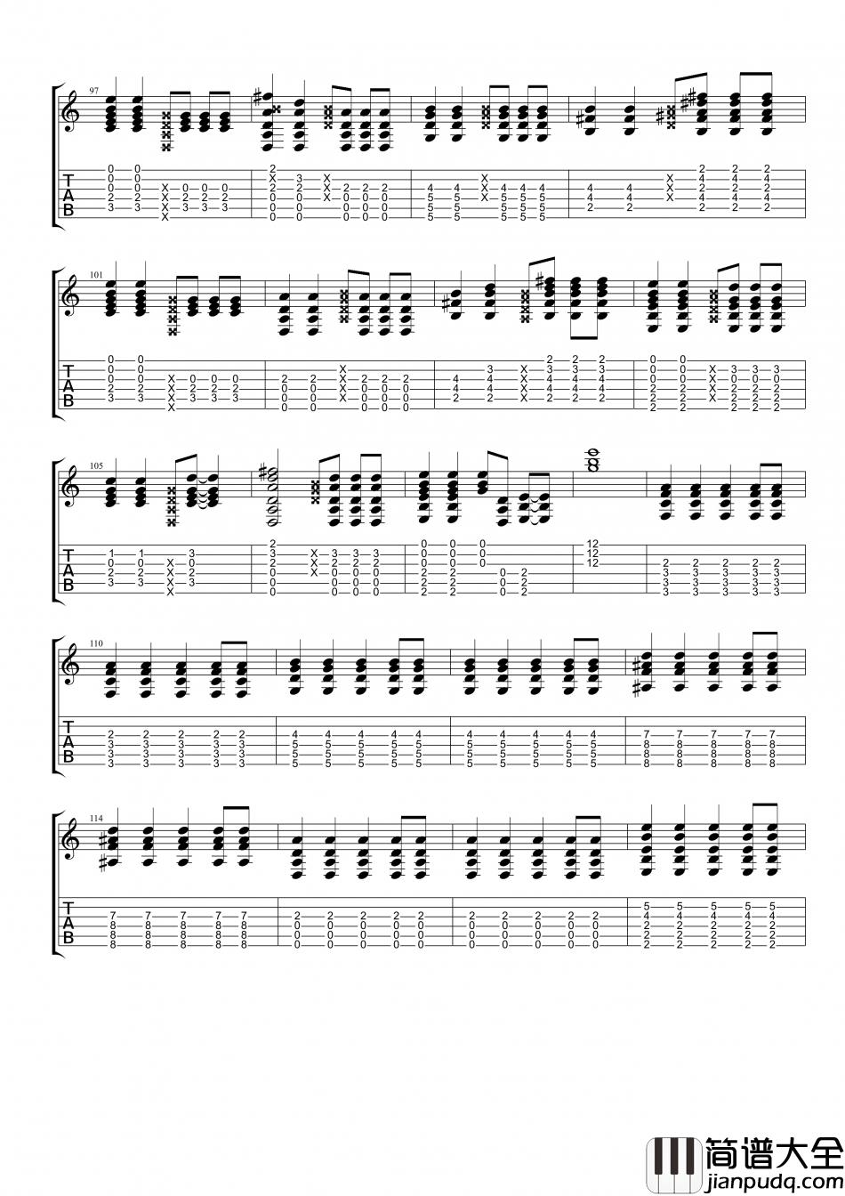 丁当_手掌心_指弹__吉他谱_Guitar_Music_Score